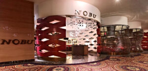 Nobu restaurant entrance view inside Caesars Palace newly decorated in 2013